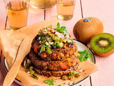 Burger di Borlotti con salsa al Kiwi