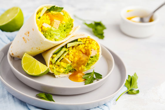 Burritos con Bulgur, Curcuma e Avocado